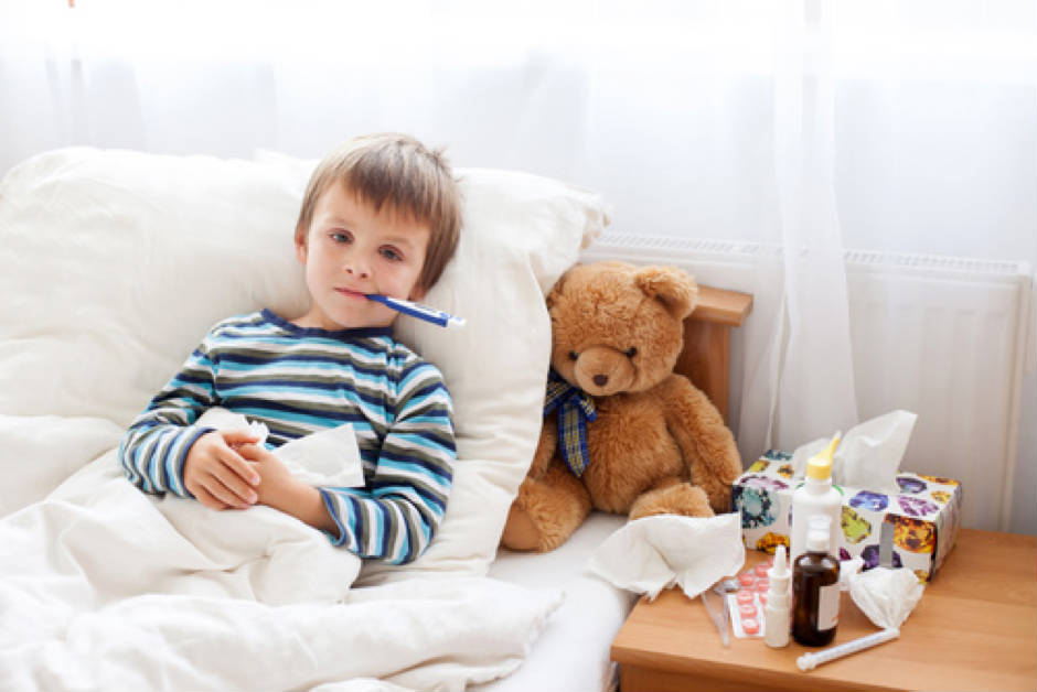 child sick with influenza